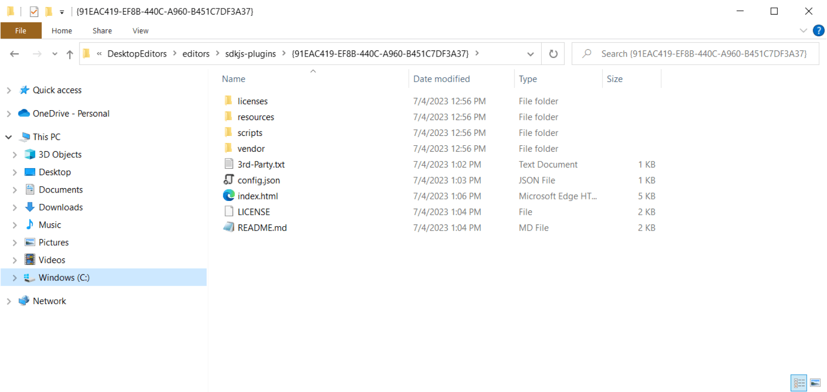 Plugin folder